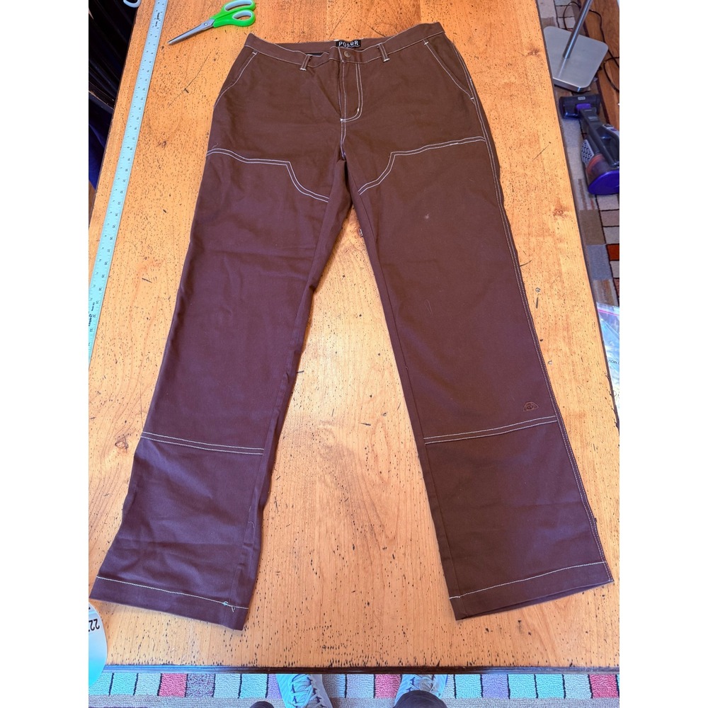 Poler Campo Pant 32 Mens Brown Contrast Stitch Double Knee Workwear Trousers